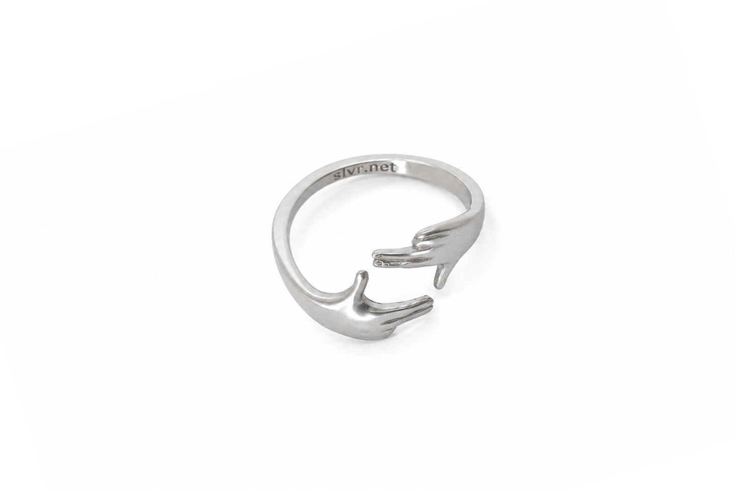 Silver Noct Framing Hands matte stainless steel ring for photographers, framing gesture design